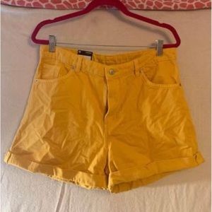 Monki Yellow Denim shorts